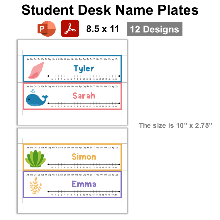 Student Desk Name Plates - Under the Sea | Editable