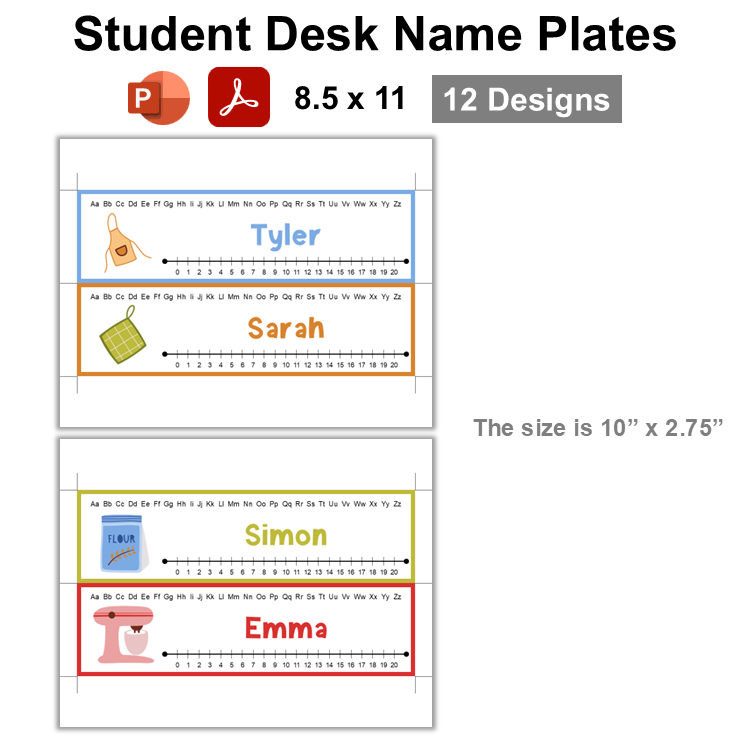 Student Desk Name Plates - Colorful Baking | Editable