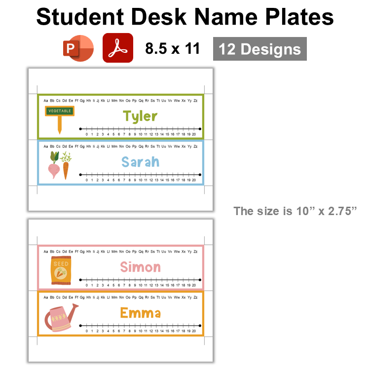 Student Desk Name Plates - Spring Garden | Editable