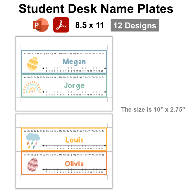 Student Desk Name Plates - Happy Easter | Editable