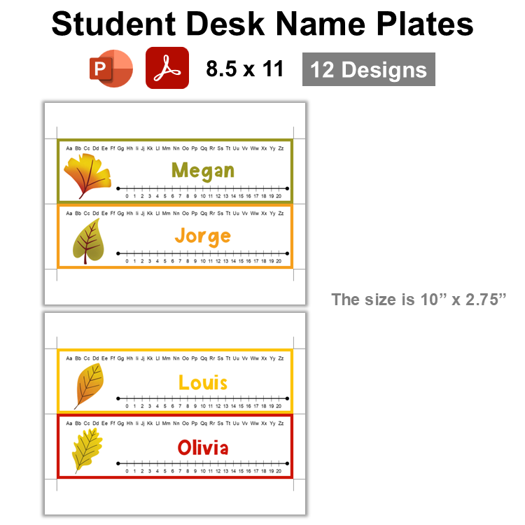 Student Desk Name Plates - Autumn Leaves | Editable