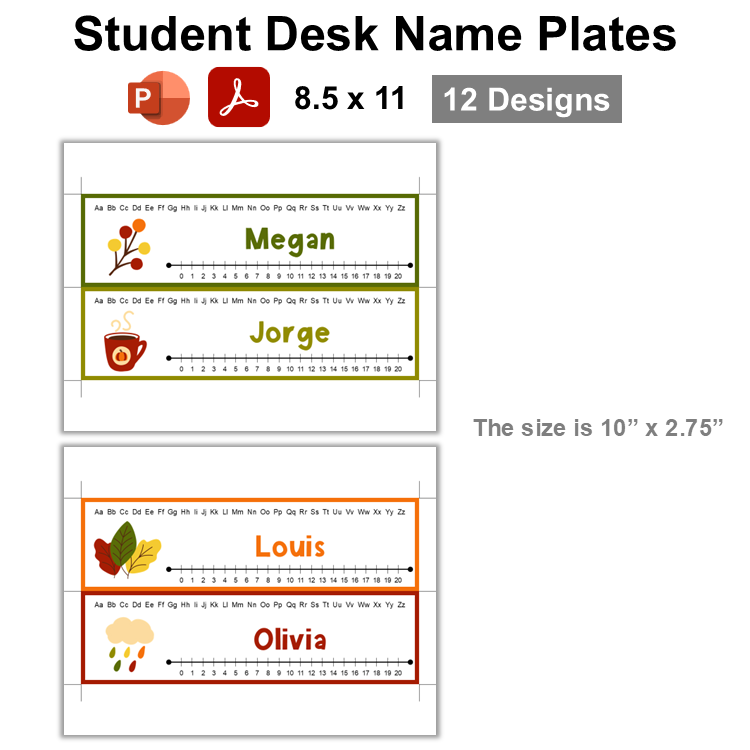 Student Desk Name Plates - Hello Fall | Editable