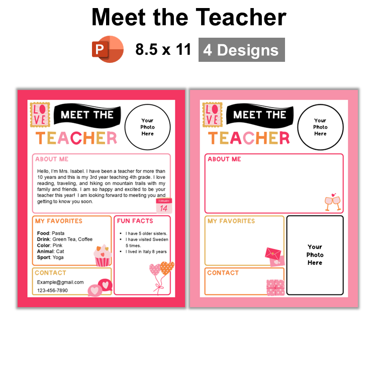 Meet the Teacher - Pink Valentine | Editable