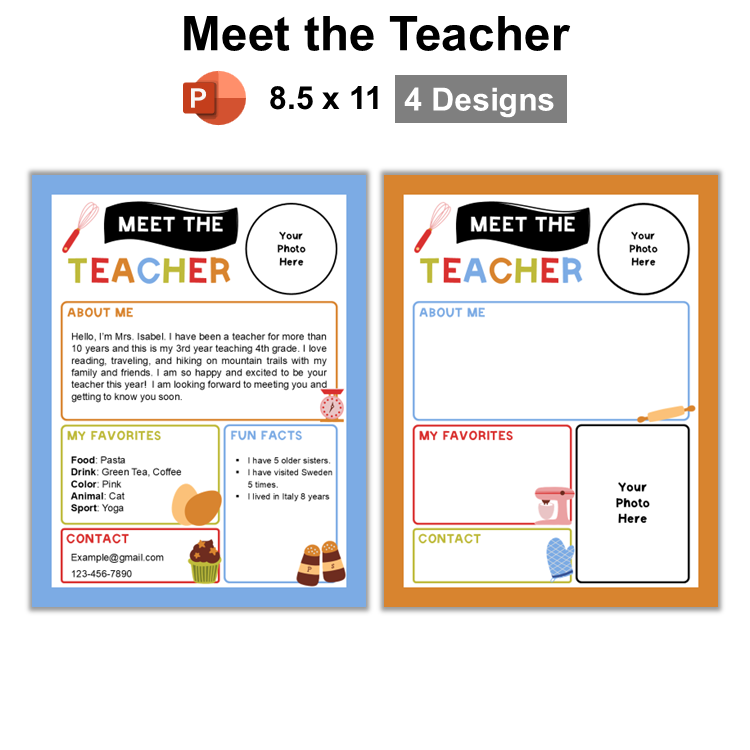 Meet the Teacher - Colorful Baking | Editable