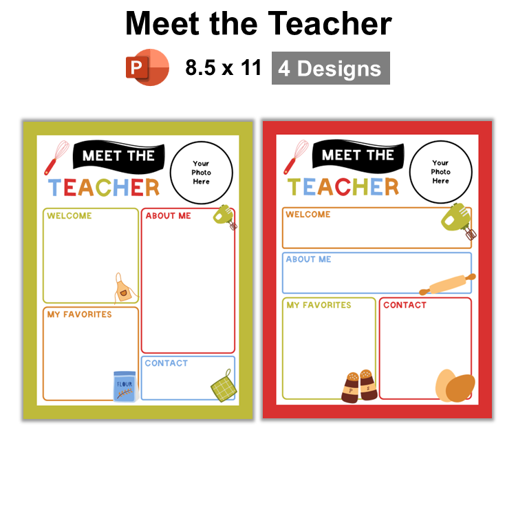 Meet the Teacher - Colorful Baking | Editable