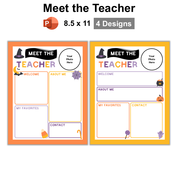 Meet the Teacher - Purple Halloween | Editable