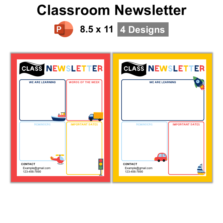 Classroom Newsletter - Cute Transportation | Editable