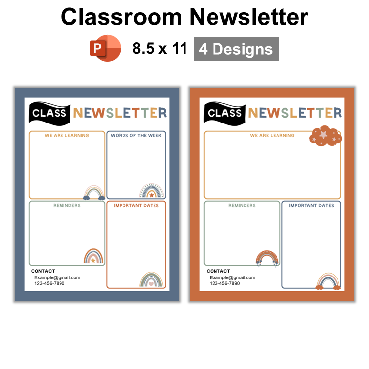 Classroom Newsletter - Neutral Rainbow | Editable