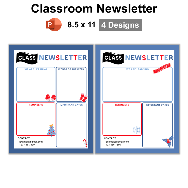Classroom Newsletter - Blue Winter | Editable