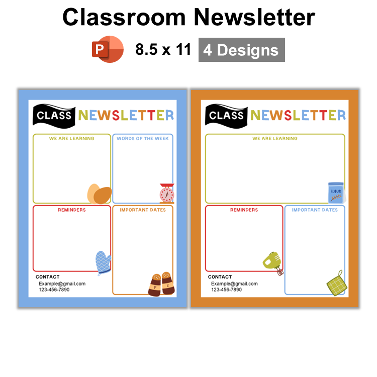 Classroom Newsletter - Colorful Baking | Editable