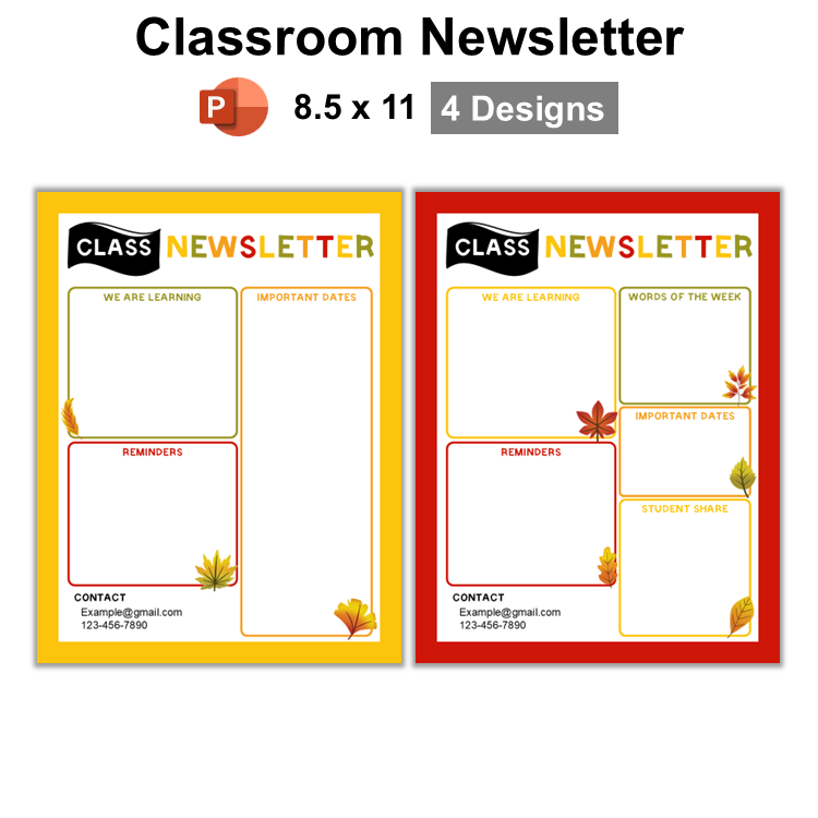Classroom Newsletter - Autumn Leaves | Editable
