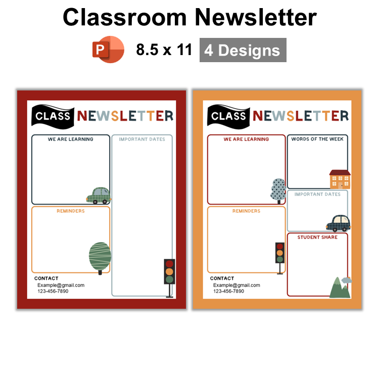 Classroom Newsletter - Little Town | Editable