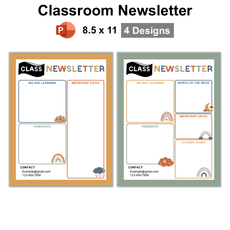 Classroom Newsletter - Neutral Rainbow | Editable