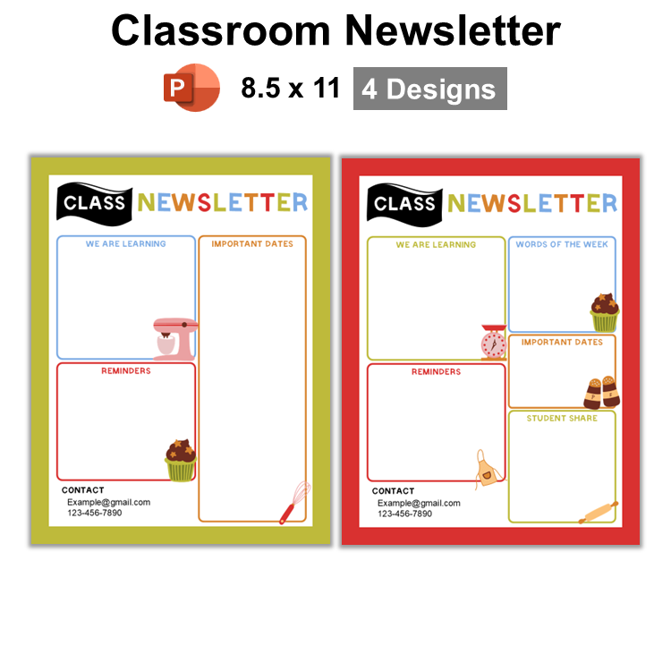 Classroom Newsletter - Colorful Baking | Editable