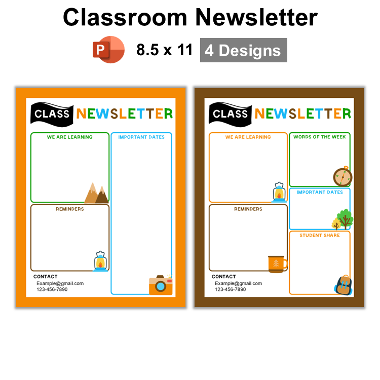 Classroom Newsletter - Camping | Editable