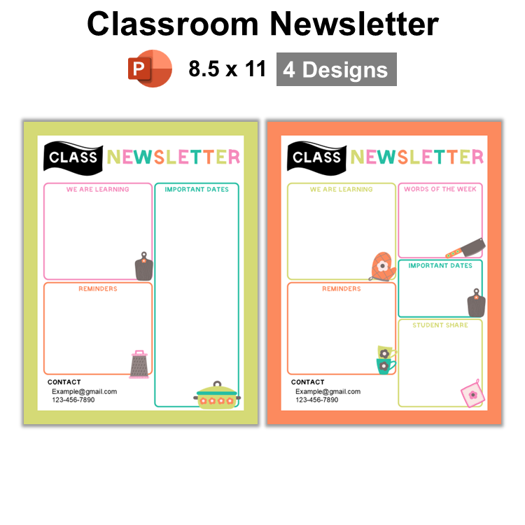 Classroom Newsletter - Kitchen Utensils | Editable