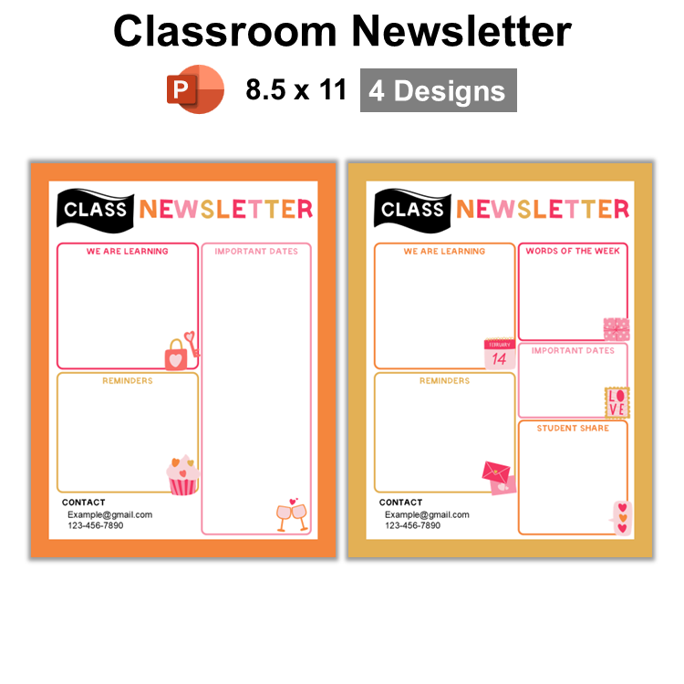 Classroom Newsletter - Pink Valentine | Editable