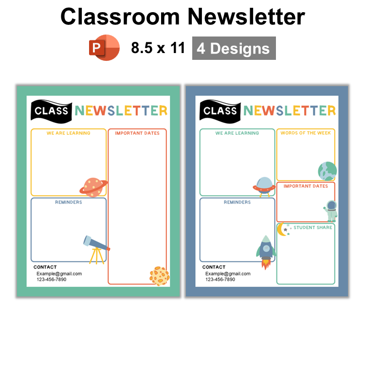 Classroom Newsletter - Space | Editable