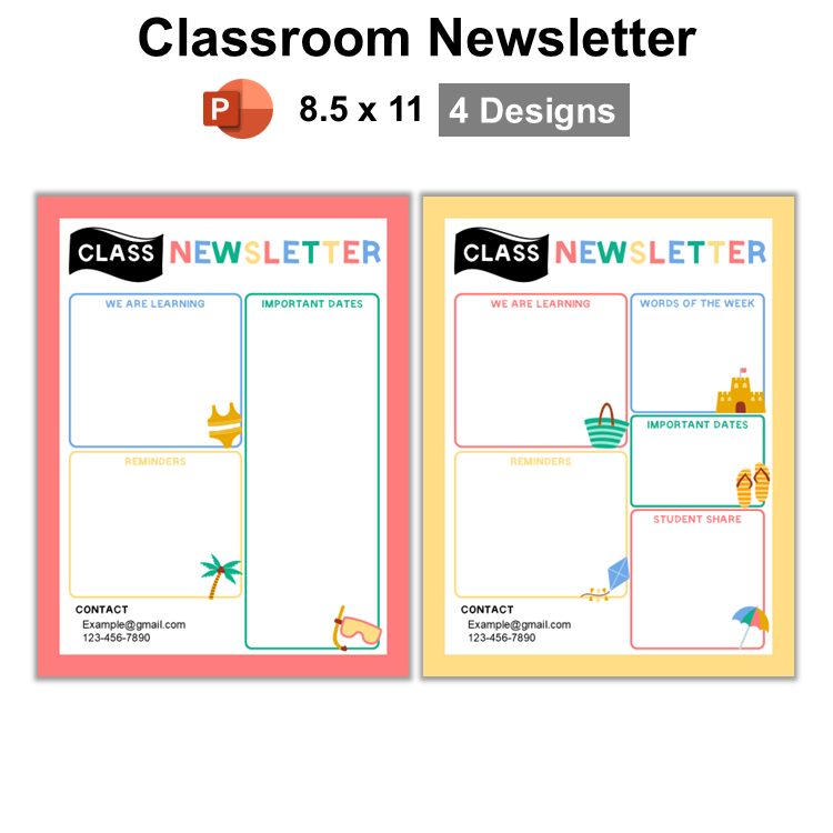 Classroom Newsletter - Summer Beach | Editable