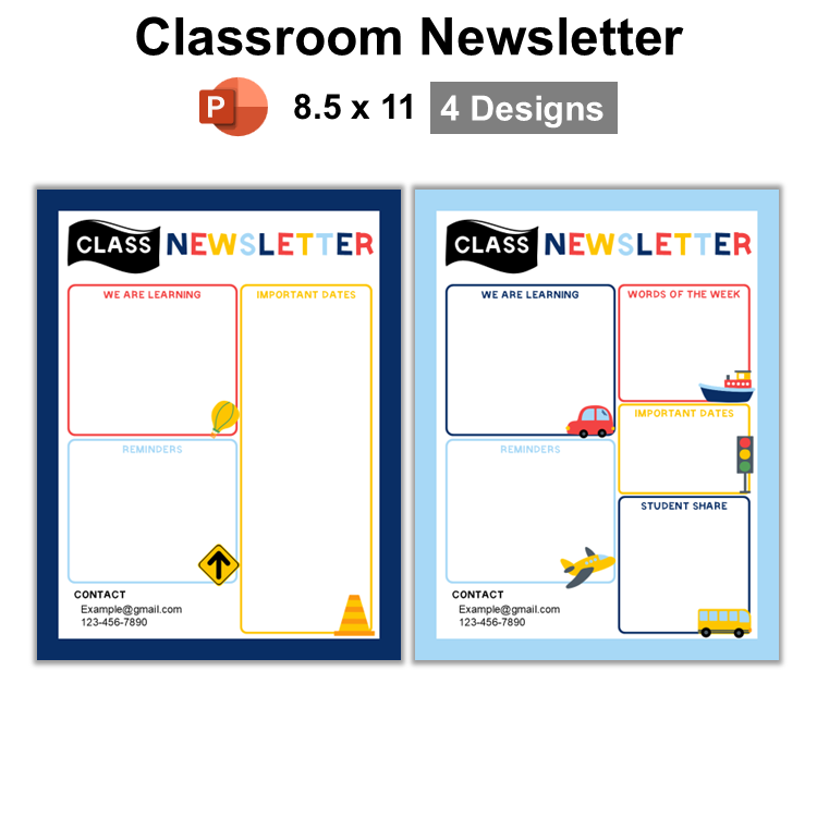Classroom Newsletter - Cute Transportation | Editable