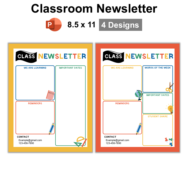 Classroom Newsletter - School Supplies | Editable