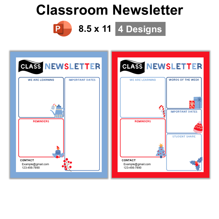 Classroom Newsletter - Blue Winter | Editable