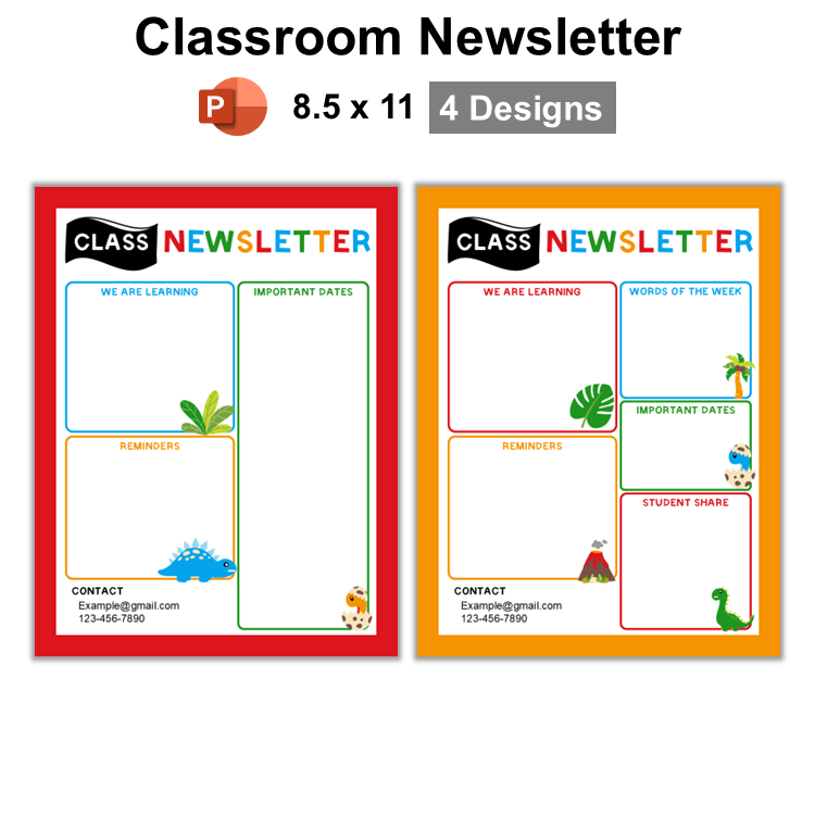Classroom Newsletter - Cute Dinosaur | Editable