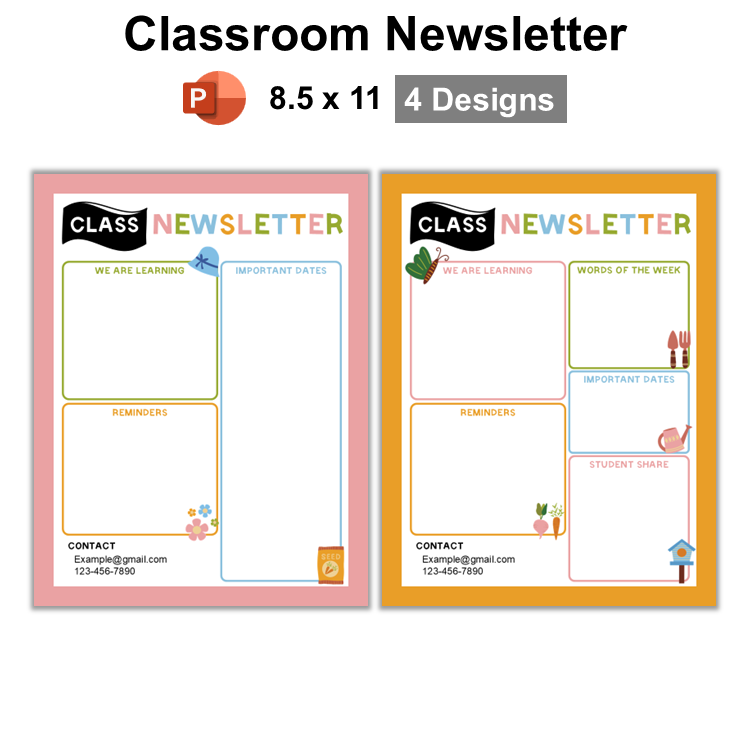 Classroom Newsletter - Spring Garden | Editable
