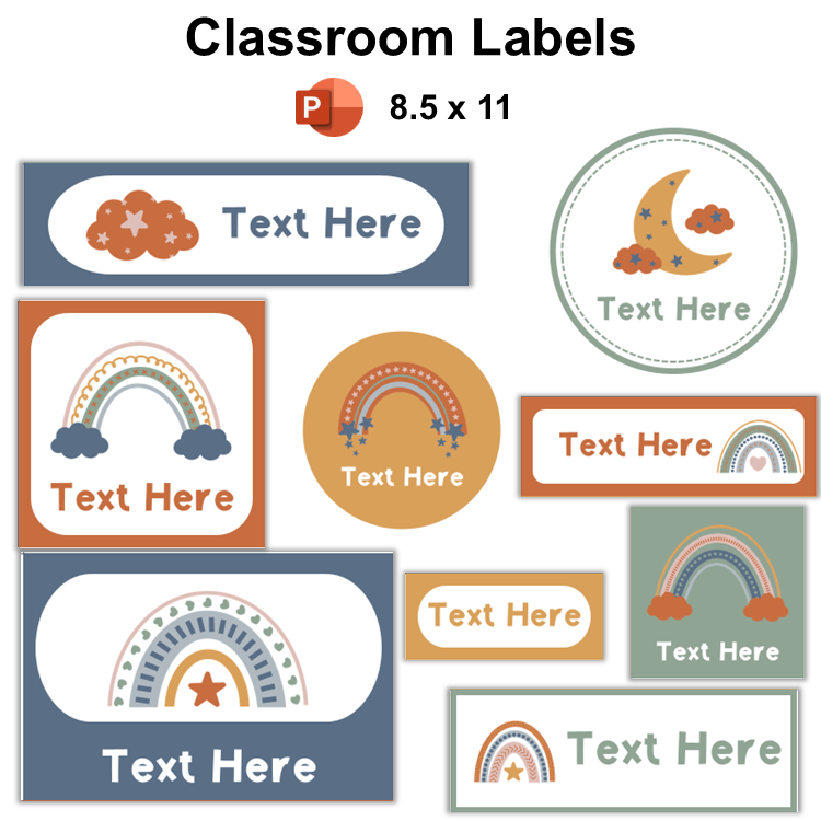 Classroom Labels - Neutral Rainbow | Editable
