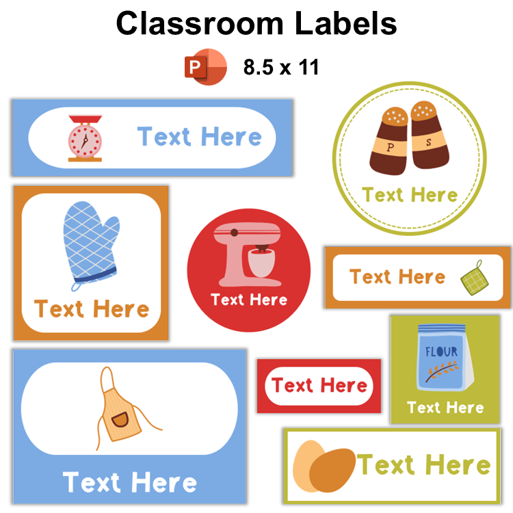 Classroom Labels - Colorful Baking | Editable