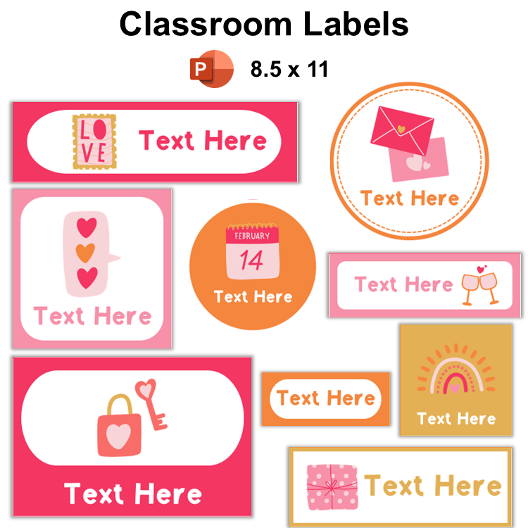 Classroom Labels - Pink Valentine | Editable