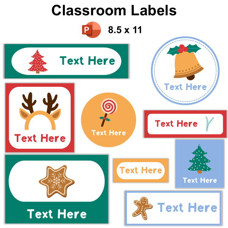 Classroom Labels - Bright Christmas | Editable