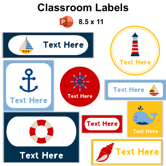 Classroom Labels - Nautical | Editable