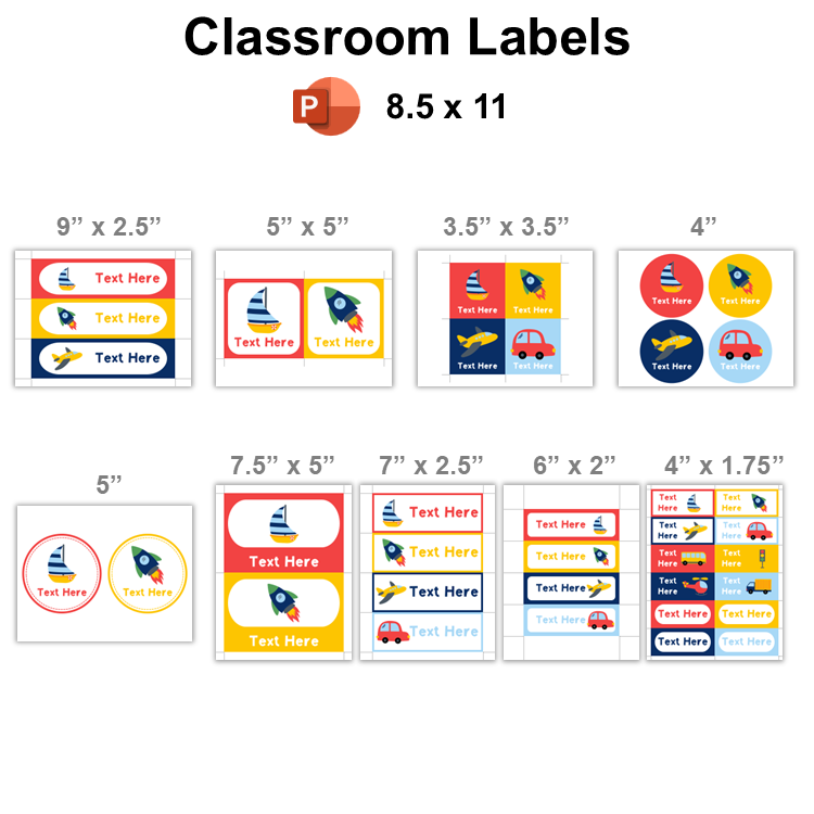 Classroom Labels - Cute Transportation | Editable