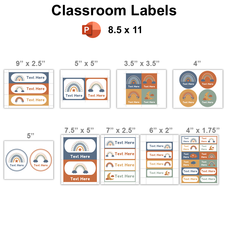Classroom Labels - Neutral Rainbow | Editable