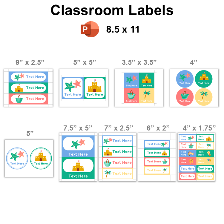 Classroom Labels - Summer Beach | Editable