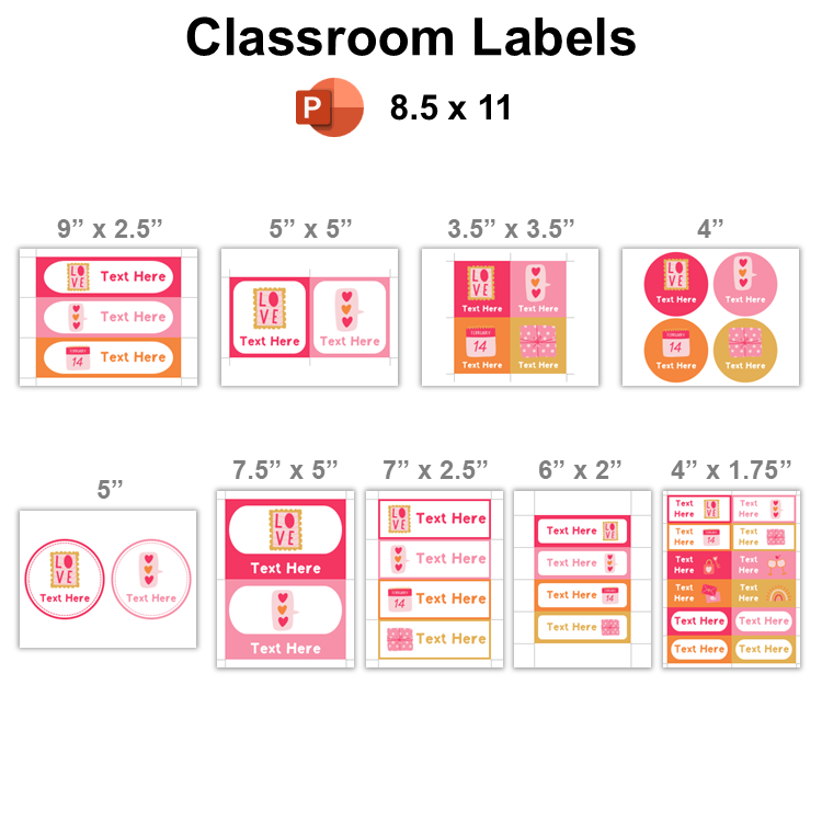 Classroom Labels - Pink Valentine | Editable