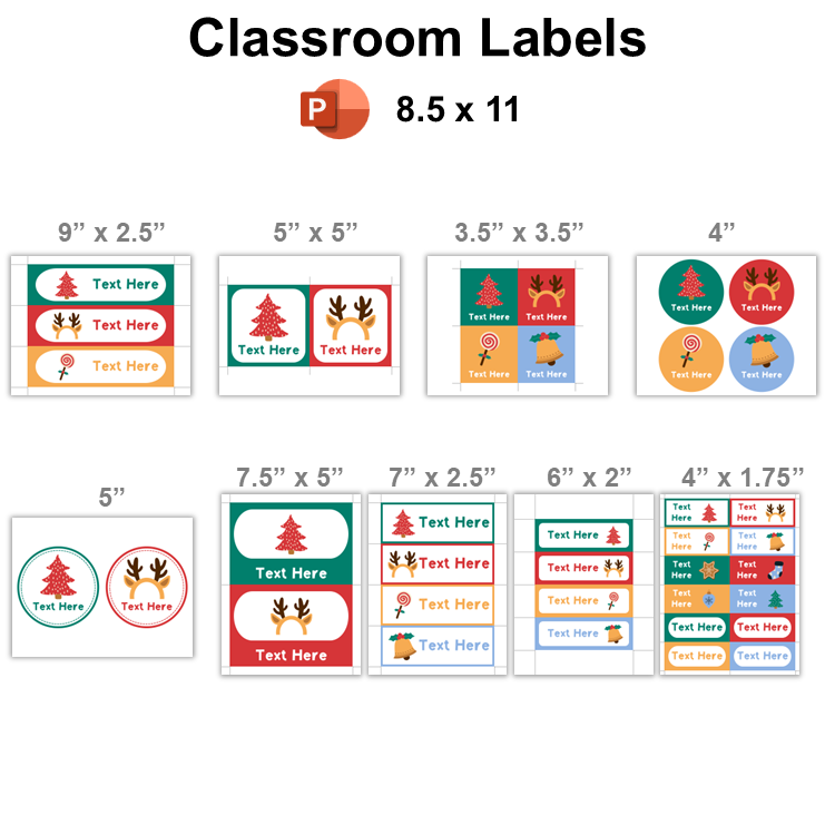 Classroom Labels - Bright Christmas | Editable