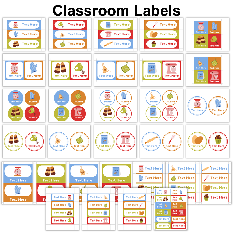 Classroom Labels - Colorful Baking | Editable