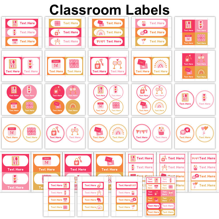 Classroom Labels - Pink Valentine | Editable
