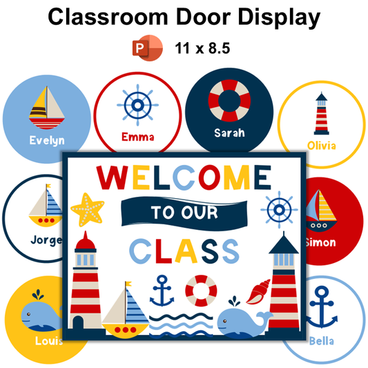 Classroom Door Display - Nautical | Editable
