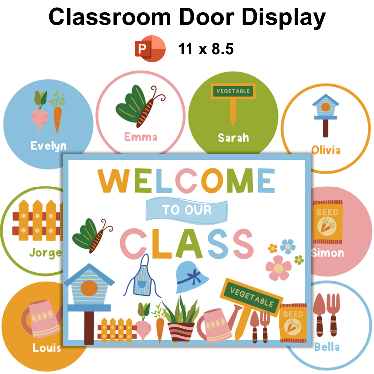 Classroom Door Display - Spring Garden | Editable