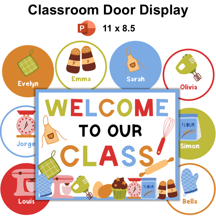 Classroom Door Display - Colorful Baking | Editable