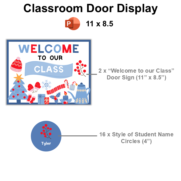 Classroom Door Display - Blue Winter | Editable