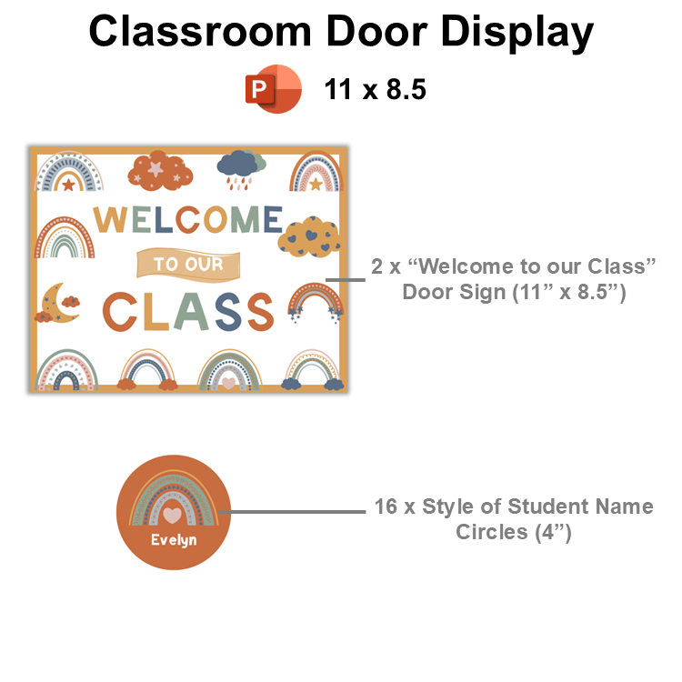 Classroom Door Display - Neutral Rainbow | Editable