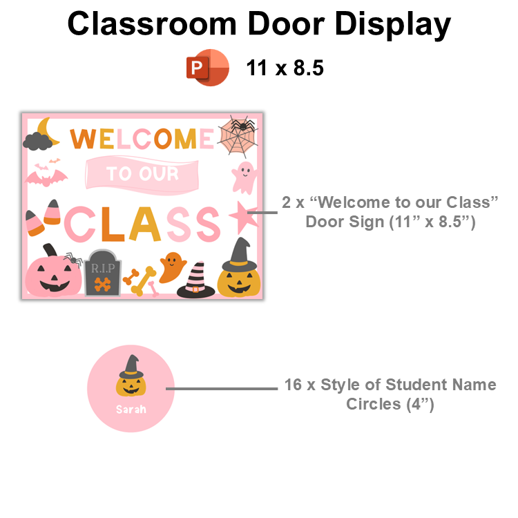 Classroom Door Display - Pink Halloween | Editable