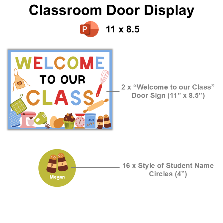 Classroom Door Display - Colorful Baking | Editable
