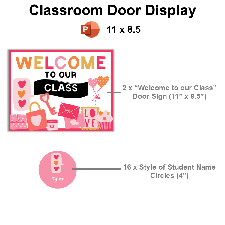 Classroom Door Display - Pink Valentine | Editable
