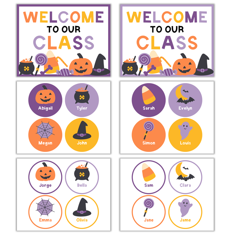 Classroom Door Display - Purple Halloween | Editable