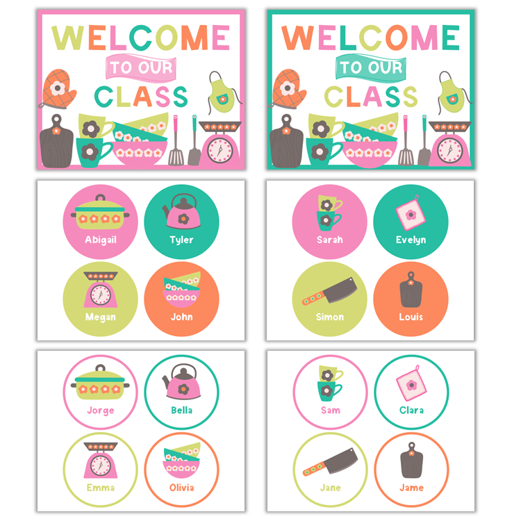 Classroom Door Display - Kitchen Utensils | Editable